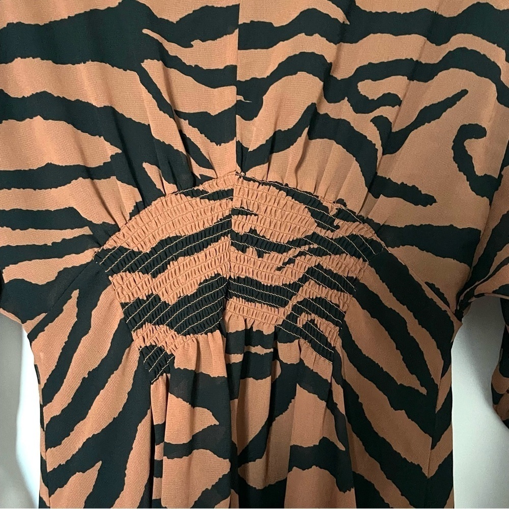 All Saints Brown Nicola Zephyr Zebra Print Dress US M - Picture 9 of 11